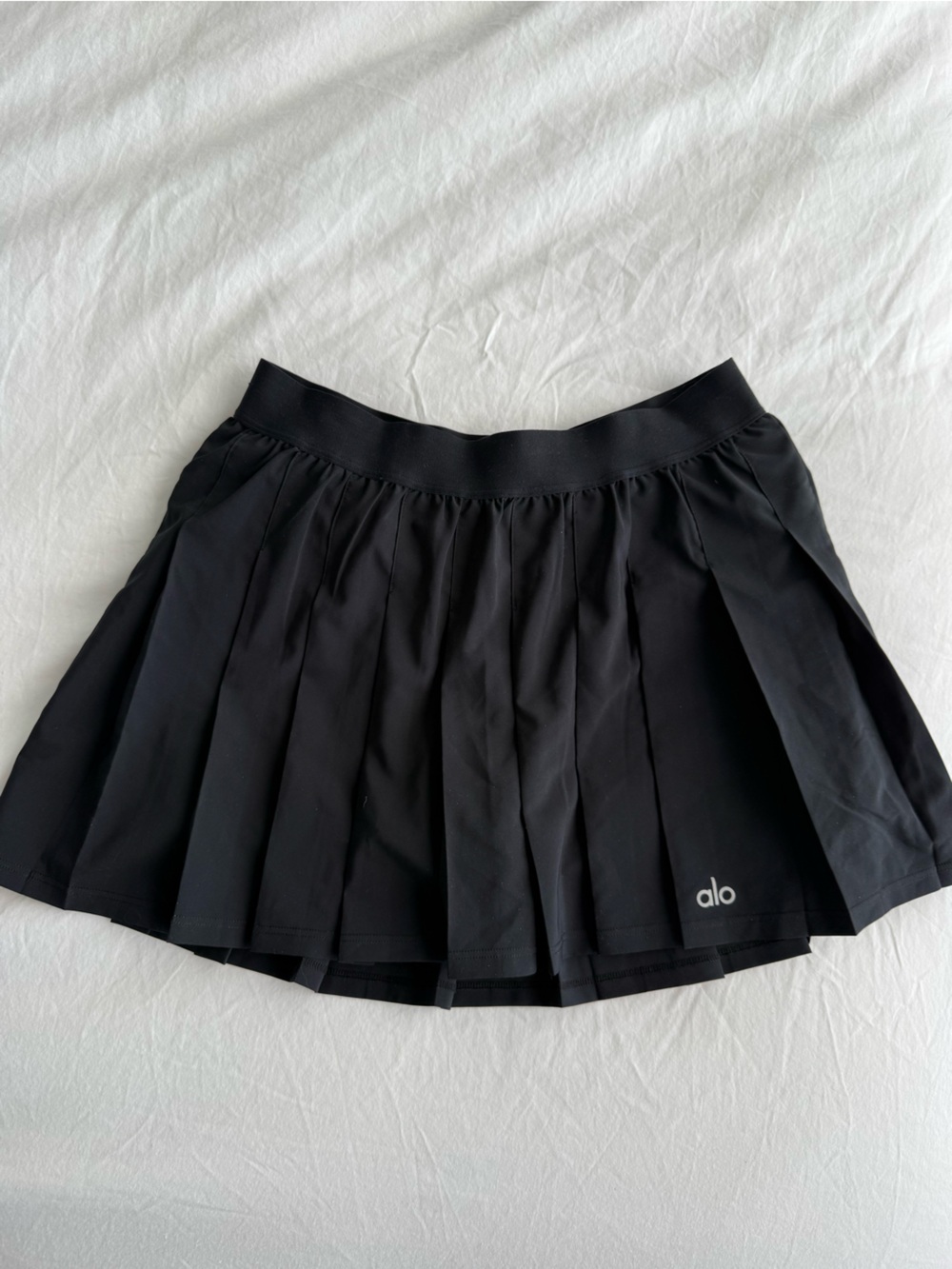 ALO Yoga Black Pleated Skater Skirt